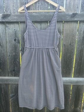 Known Supply Organic Cotton Striped Midi Tank Dress with Pockets Small